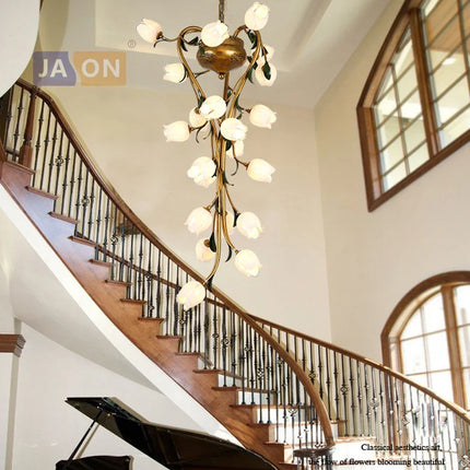 Suspension nordique en fer avec verre tulipe Camélia pour éclairage décoratif — LZ4X9P