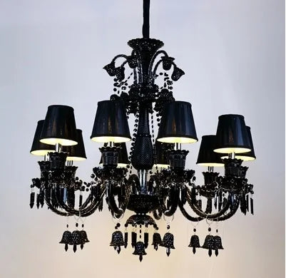 Lustre en cristal noir pour éclairage élégant et luxueux — LZ4X9QJ2