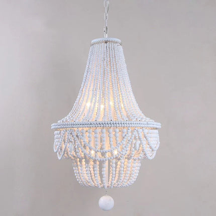 Lustre en bois à perles pour décoration intérieure élégante — LZ4N7Q2