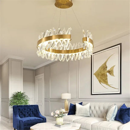 Lustre moderne en cristal doré avec éclairage LED design — LZ7FQ2