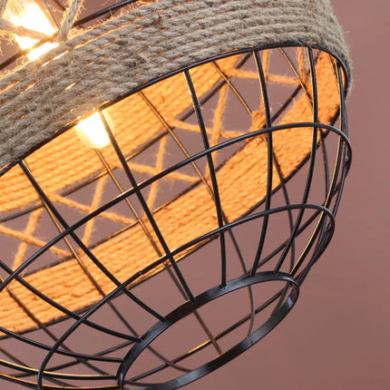 Lustre suspension rétro en corde de chanvre pour café et bar — LZ4X9M