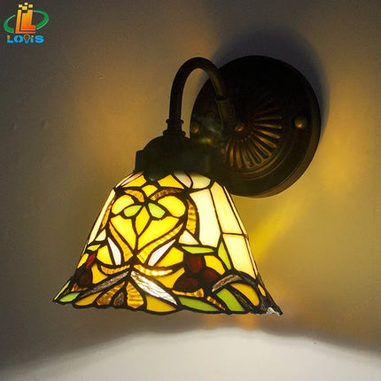 Applique murale style Tiffany avec motif floral pour éclairage décoratif — LZ4M7Q2N