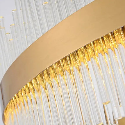 Suspension moderne en cristal avec tiges en verre doré — LZ4X9P