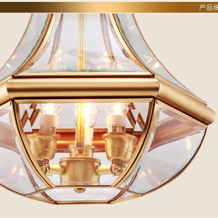 Suspension en verre et cuivre au style antique pour intérieur élégant — LZ4X9M