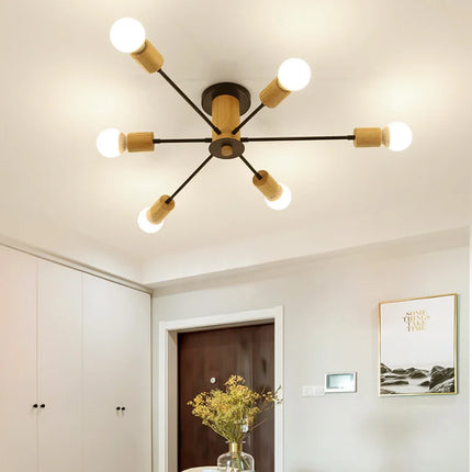 Plafonnier LED design nordique en bois massif — LZ4X9T2