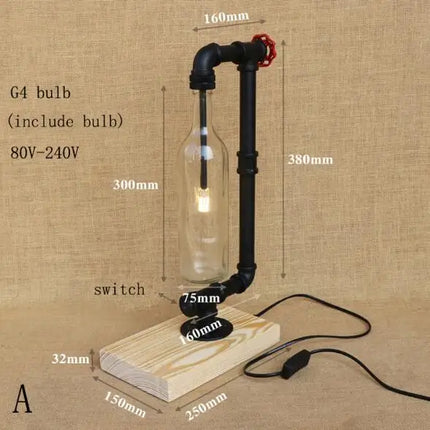 Lampe de bureau industrielle vintage avec abat-jour bouteille — LZ4F9XQ