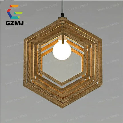 suspension vintage en bois style campagnard américain led