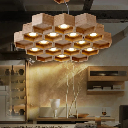 Suspension design nid d’abeille en bois et acrylique pour intérieur — LZ4X9Q7B