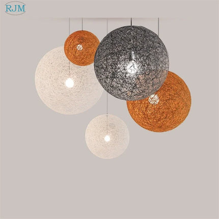 Suspension LED sphérique en chanvre naturel — LZ4X9P2