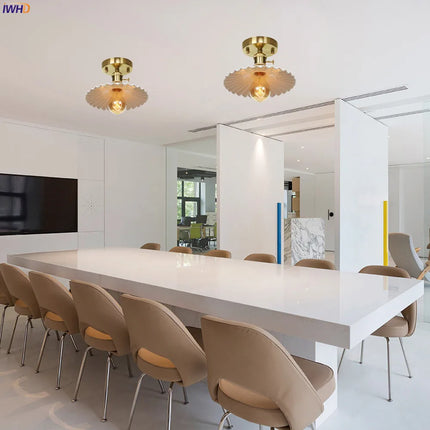 Plafonnier LED en céramique style nordique avec finition cuivre — LZ4X9T2