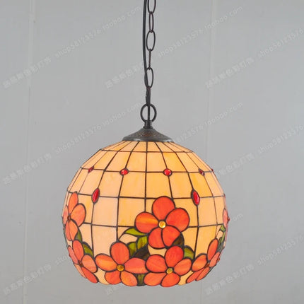 Lustre en verre à motifs floraux style Tiffany pour éclairage élégant — LZ4X9B