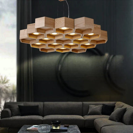 Suspension design nid d’abeille en bois et acrylique pour intérieur — LZ4X9Q7B