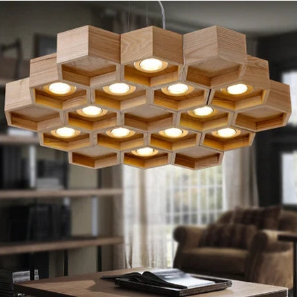 Suspension design nid d’abeille en bois et acrylique pour intérieur — LZ4X9Q7B