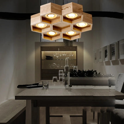 Suspension design nid d’abeille en bois et acrylique pour intérieur — LZ4X9Q7B