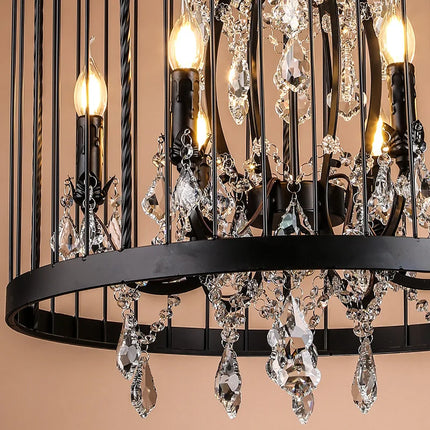 Lustre vintage en fer forgé style Empire avec cristal — LZ4X7M