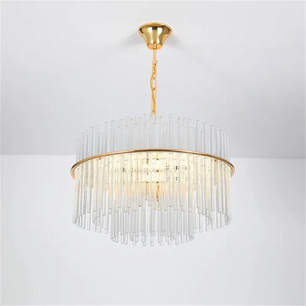 Lustre moderne en cristal avec tige en verre transparent — LZ4P9XQ