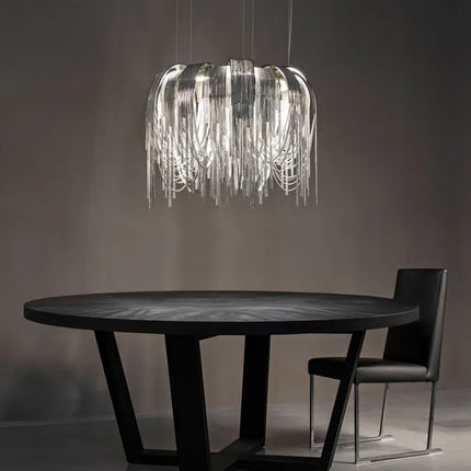 Lustre contemporain en aluminium avec pampilles décoratives — LZ4X9M2