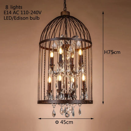 Lustre vintage en fer forgé style Empire avec cristal — LZ4X7M