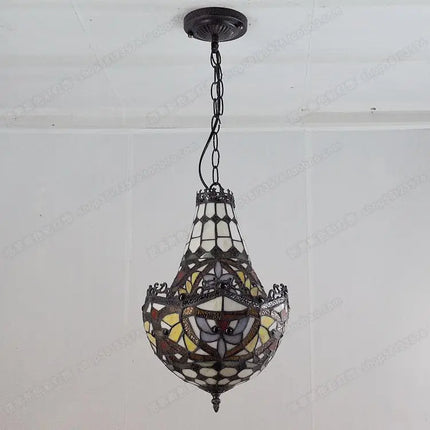 Lustre suspension en verre style Tiffany rétro pour café et escalier — LZ4M9XQ