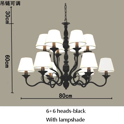 Lustre suspension vintage en fer noir style industriel — LZ4P9X