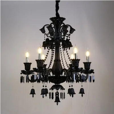 Lustre en cristal noir pour éclairage élégant et luxueux — LZ4X9QJ2