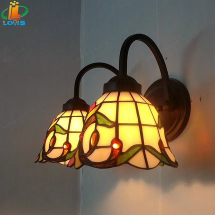 Applique murale rétro style Tiffany avec éclairage vitrail pour bar et restaurant — LZ4X9Q2