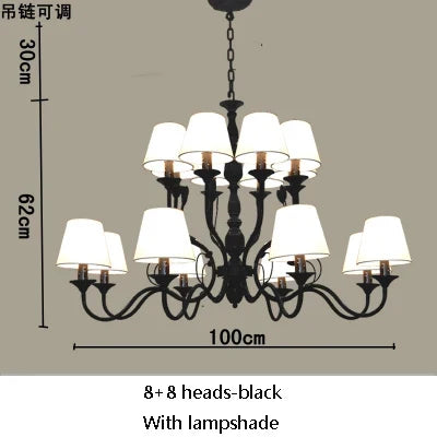 Lustre suspension vintage en fer noir style industriel — LZ4P9X