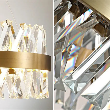 Lustre moderne en cristal doré avec éclairage LED design — LZ7FQ2