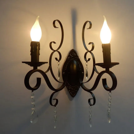 Applique murale vintage double tête en métal et cristal — LZ4N8Q2