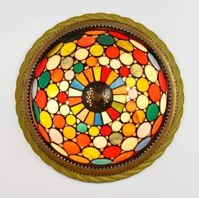 Plafonnier en vitrail style méditerranéen pour intérieur et extérieur — LZ4X9B2