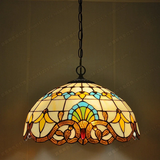 Lustre en verre style Tiffany pour cafés et restaurants européens — LZ4X9T1