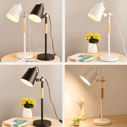 Lampe de bureau nordique en bois et métal moderne — LZ4X9T2
