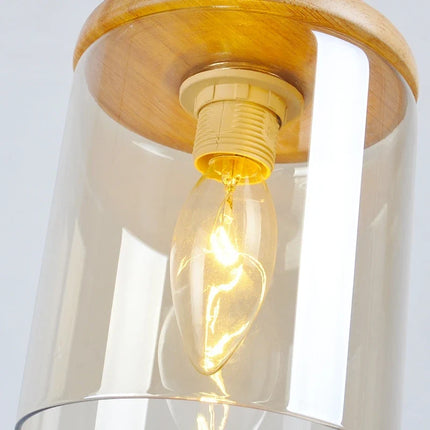 Suspension abat-jour simple en verre et bois — LZ4X9P