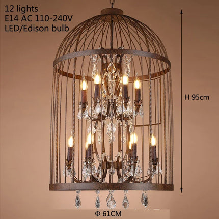 Lustre vintage en fer forgé style Empire avec cristal — LZ4X7M