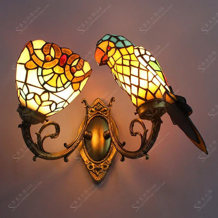 Lampe de chevet en verre teinté design perroquet créatif — LZ4QJ9