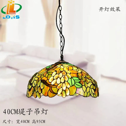 Lustre antique style européen avec décor feuilles vertes — LZ4X9M