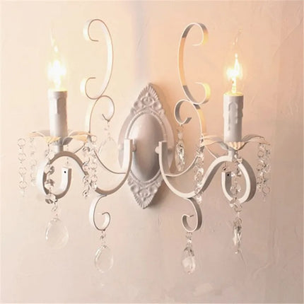 Applique murale vintage double tête en métal et cristal — LZ4X9P