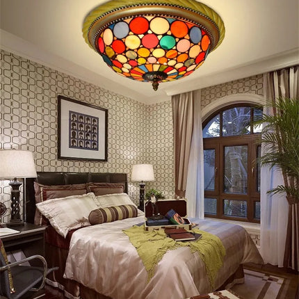 Plafonnier en vitrail style méditerranéen pour intérieur et extérieur — LZ4X9B2
