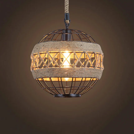 Lustre suspension rétro en corde de chanvre pour café et bar — LZ4X9M