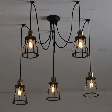 Lustre suspension réglable style rétro nordique vintage araignée — LZ4X9Q