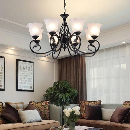 Lustre traditionnel avec abat-jour en verre et métal — LZ4X9T2