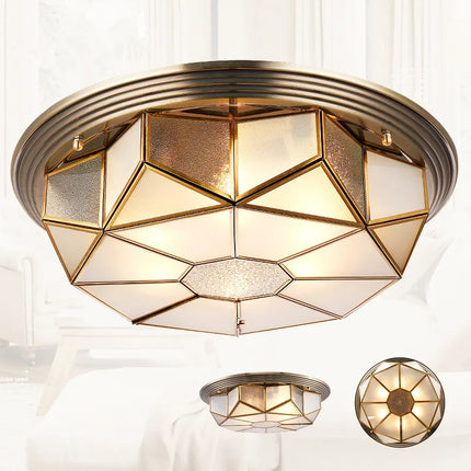 Plafonnier vintage en verre et cuivre pour intérieur — LZ4X9M