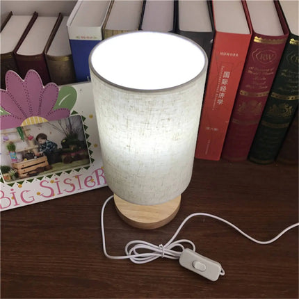 Lampe de bureau LED moderne en bois et tissu avec port USB — LZ4X9P2