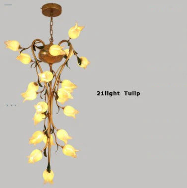 Suspension nordique en fer avec verre tulipe Camélia pour éclairage décoratif — LZ4X9P