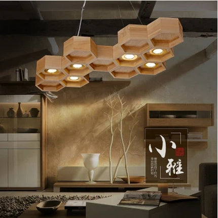 Suspension design nid d’abeille en bois et acrylique pour intérieur — LZ4X9Q7B