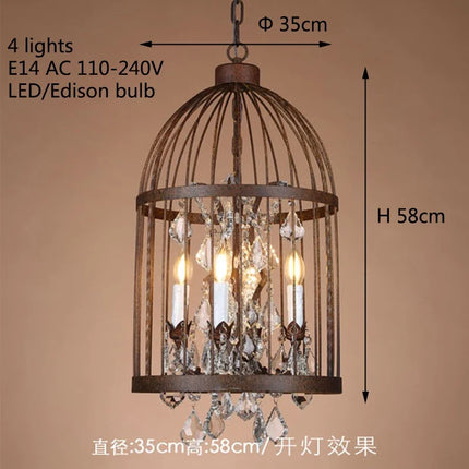 Lustre vintage en fer forgé style Empire avec cristal — LZ4X7M