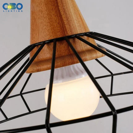 Suspension vintage en fer et bois pour éclairage intérieur — LZ7D9X