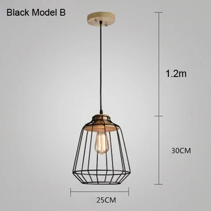 Suspension vintage en fer et bois pour éclairage intérieur — LZ7D9X