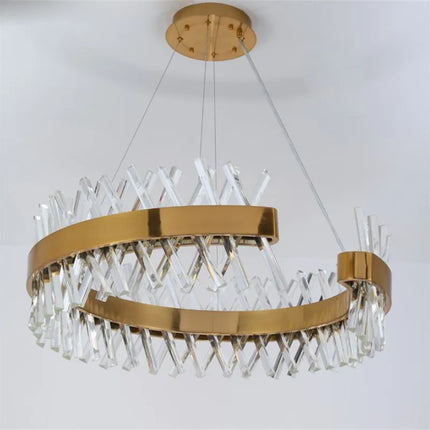 Lustre moderne en cristal doré avec éclairage LED design — LZ7FQ2