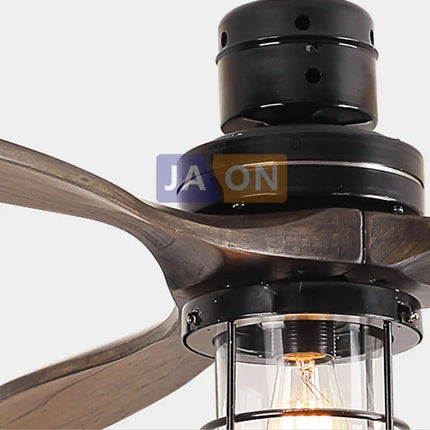 Plafonnier industriel en fer et bois avec éclairage LED intégré — LZ4X9P2